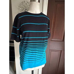 NWT Irene Allison blue striped knit short sleeve top Small
